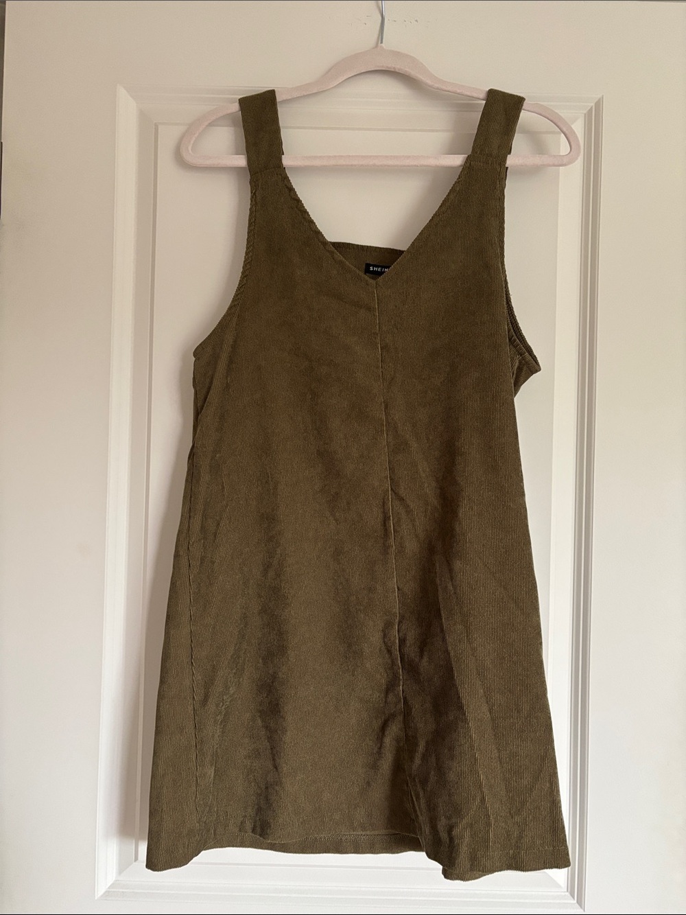 SHEIN Olive Corduroy Pinafore